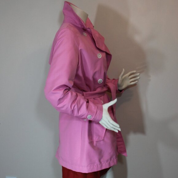 Lauren Ralph Lauren Pink Button up Front Lined Rain Jacket Trench Coat size M - Picture 4 of 9